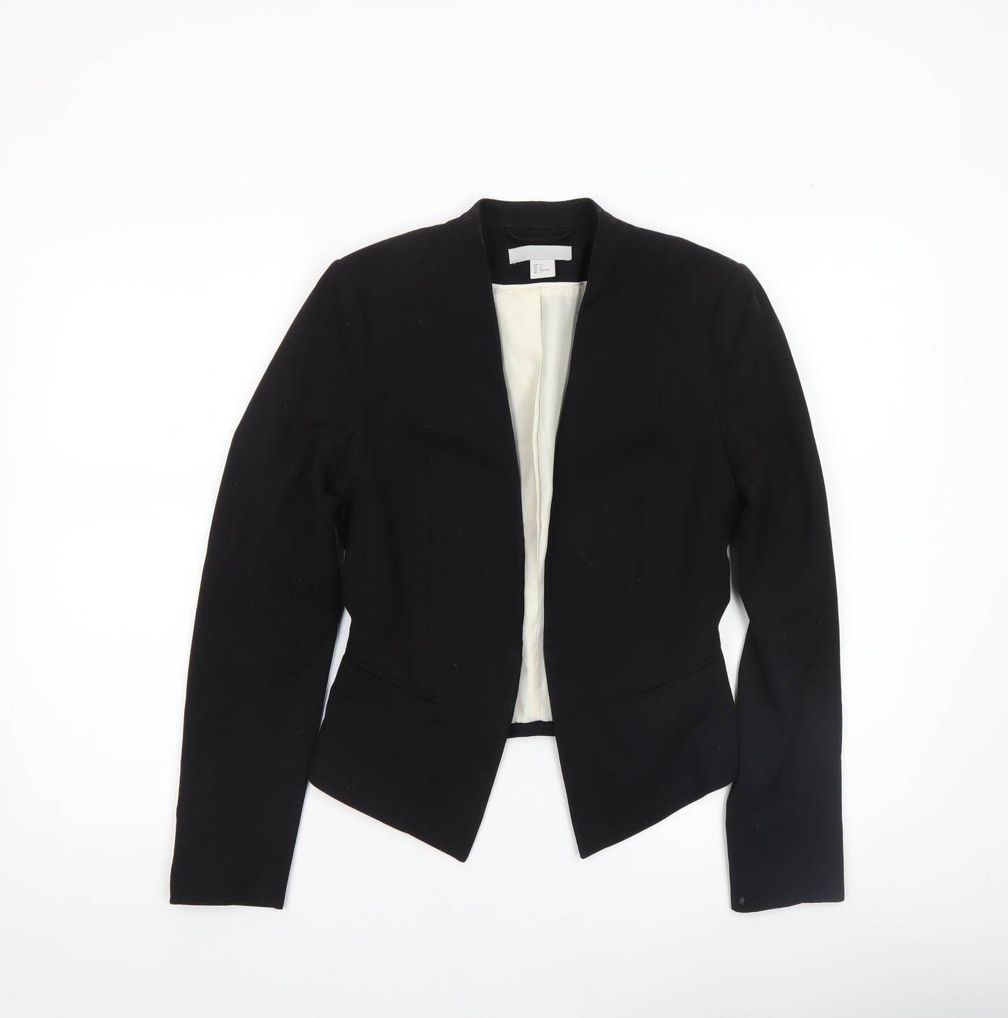 H&M Women Black Blazer Jacket UK 6 - Lined Tailored Stretch Fit