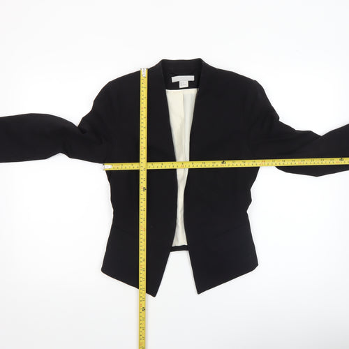 H&M Women Black Blazer Jacket UK 6 - Lined Tailored Stretch Fit