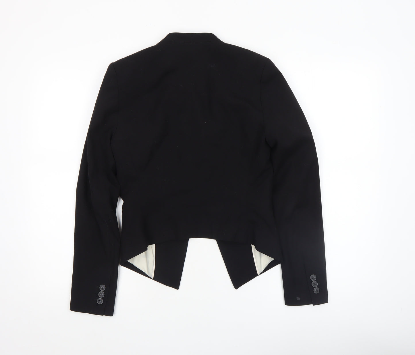 H&M Women Black Blazer Jacket UK 6 - Lined Tailored Stretch Fit