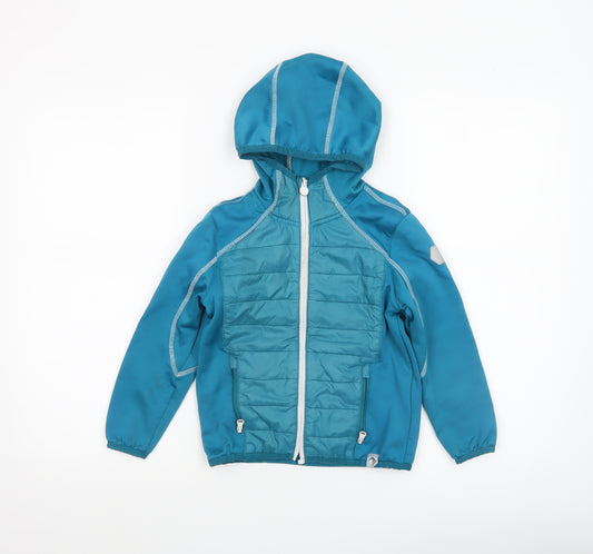 Regatta Boys Blue Full Zip Hooded Hoodie 5-6 Years Softshell Jacket