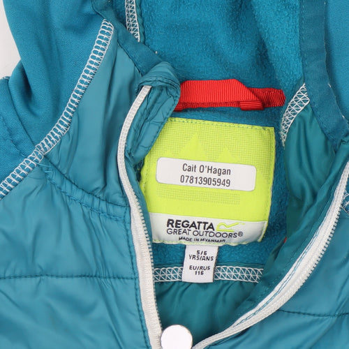 Regatta Boys Blue Full Zip Hooded Hoodie 5-6 Years Softshell Jacket