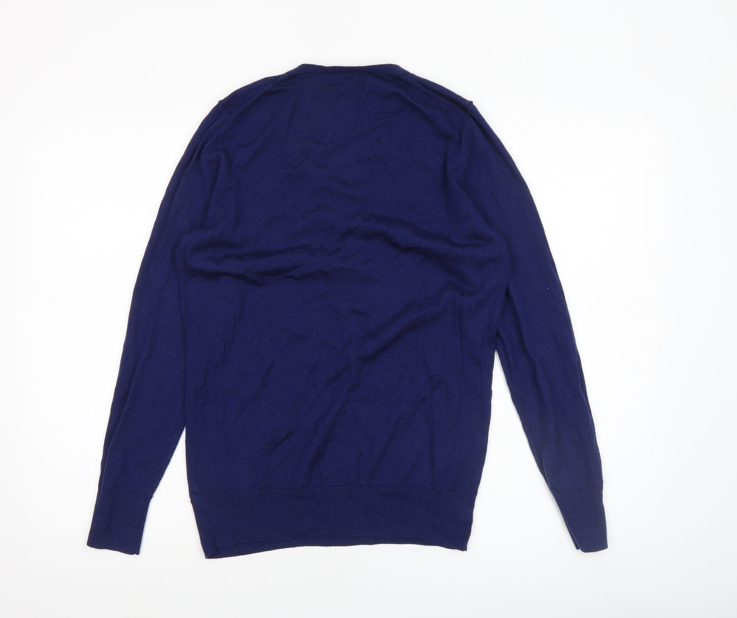 Paul Costelloe Men’s Blue Merino Wool V-Neck Jumper Medium