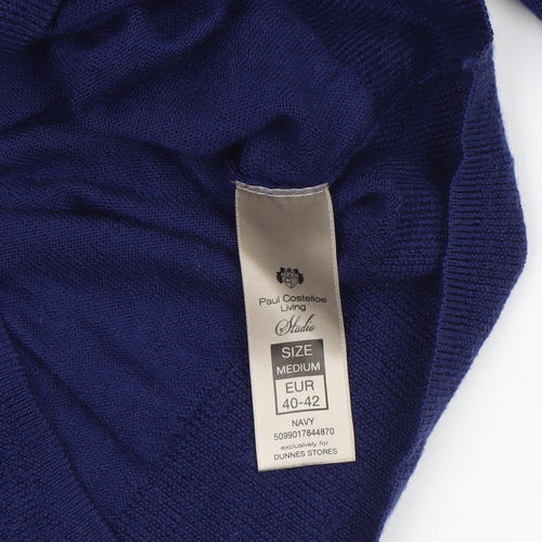 Paul Costelloe Men’s Blue Merino Wool V-Neck Jumper Medium
