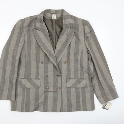 Amari Women Taupe Checked Double-Breasted Blazer Size 20