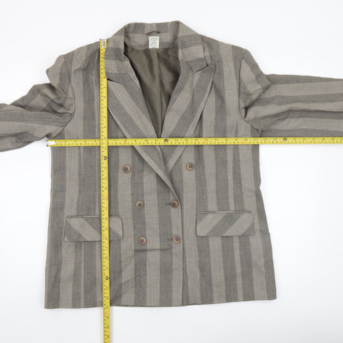 Amari Women Taupe Checked Double-Breasted Blazer Size 20