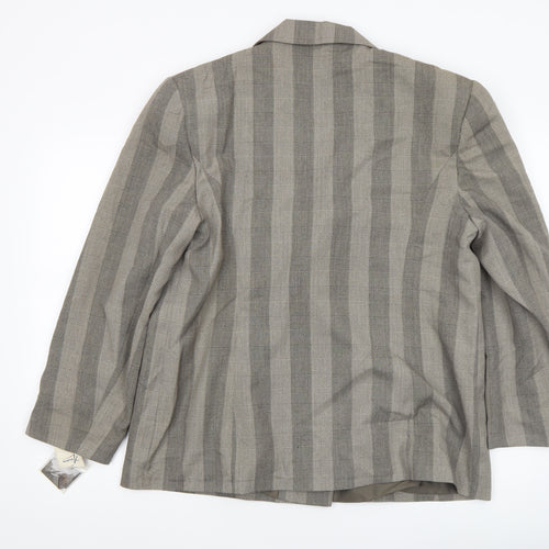Amari Women Taupe Checked Double-Breasted Blazer Size 20