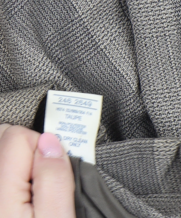 Amari Women Taupe Checked Double-Breasted Blazer Size 20