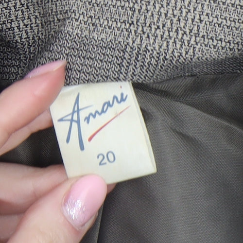 Amari Women Taupe Checked Double-Breasted Blazer Size 20