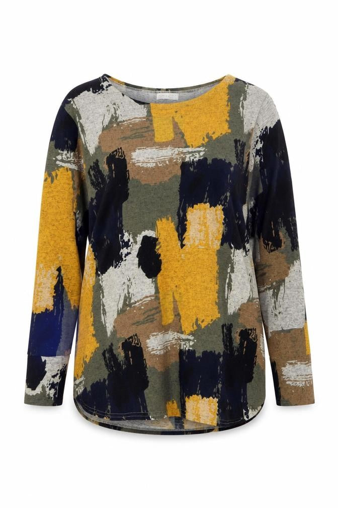 Front view of Apricot women’s multicoloured abstract jumper, size UK 14