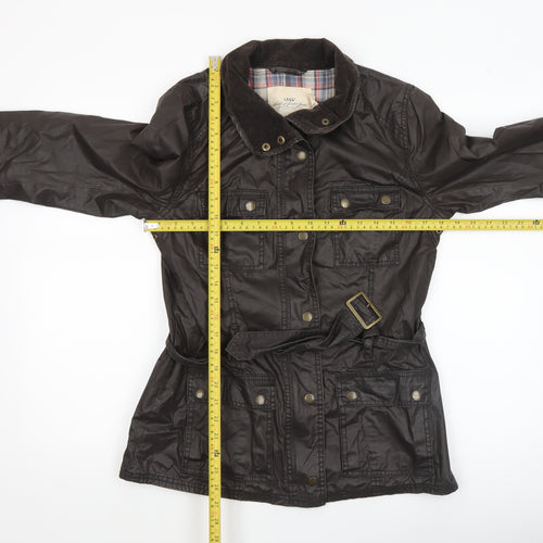 H&M L.O.G.G. Women's Brown Waxed Cotton Belted Field Jacket Size 10