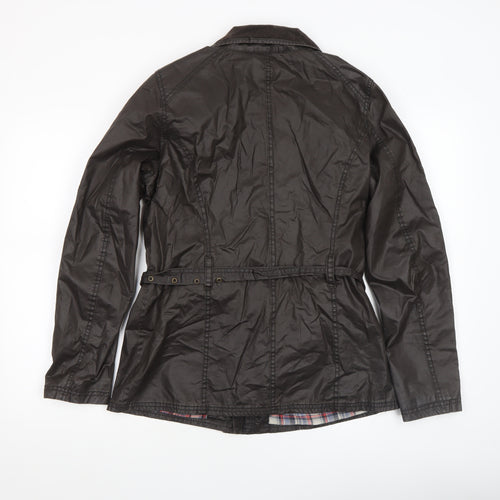 H&M L.O.G.G. Women's Brown Waxed Cotton Belted Field Jacket Size 10