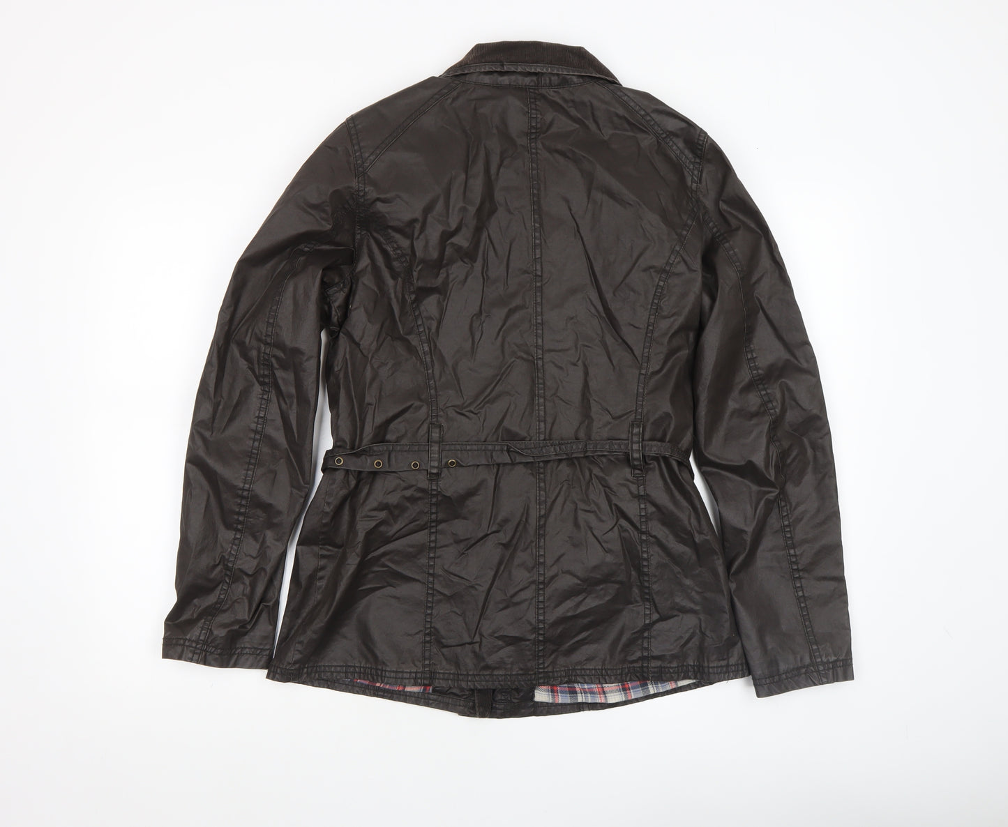 H&M L.O.G.G. Women's Brown Waxed Cotton Belted Field Jacket Size 10