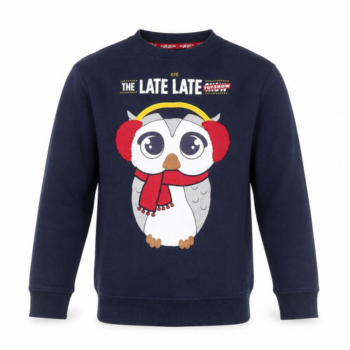 RTE The Late Late Toy Show Navy Owl Sweatshirt XS Unisex Pullover
