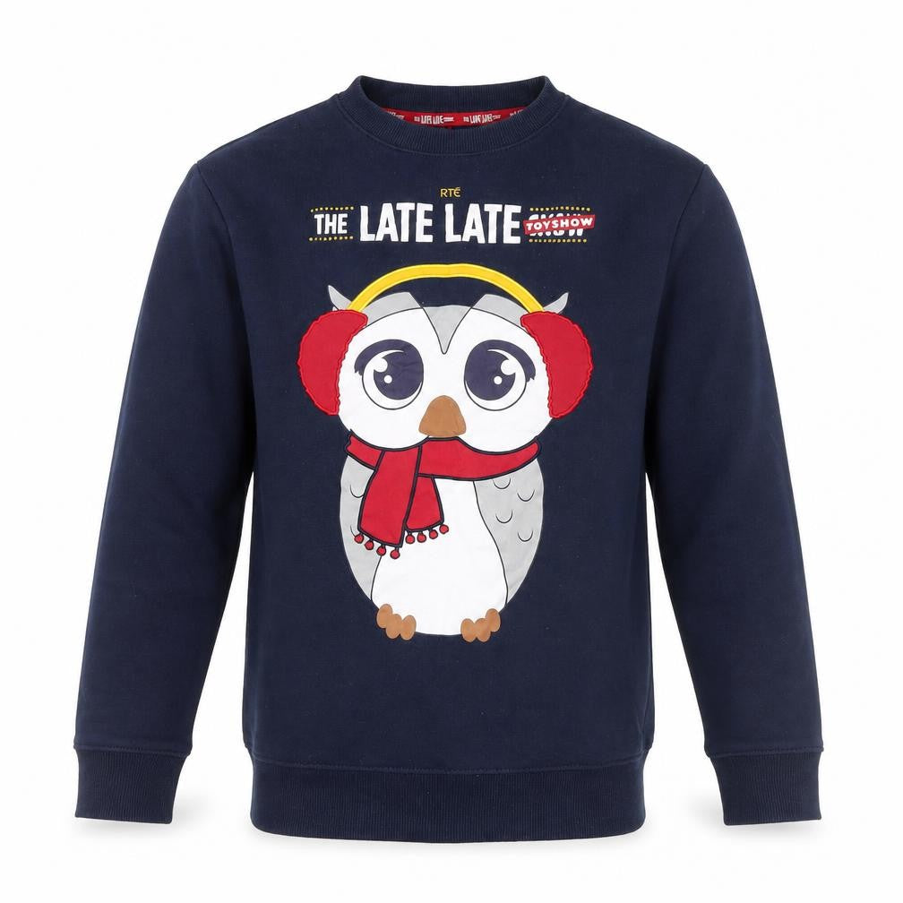 RTE The Late Late Toy Show Navy Owl Sweatshirt XS Unisex Pullover