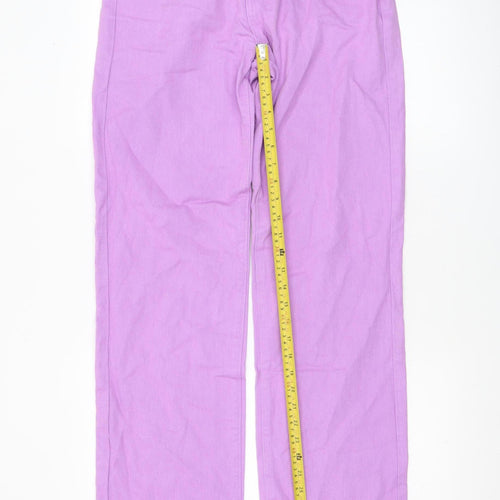 KCGH Womens Purple Straight Leg High Rise Cotton Jeans Size S