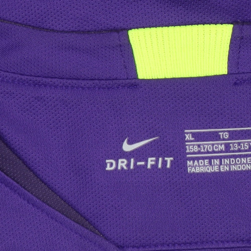 Nike Boys Purple Football Dri-Fit Long Sleeve Jersey Top 13-15 Years