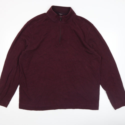 Van Heusen Men's Red XL Classic Fit 1/4 Zip Sweatshirt