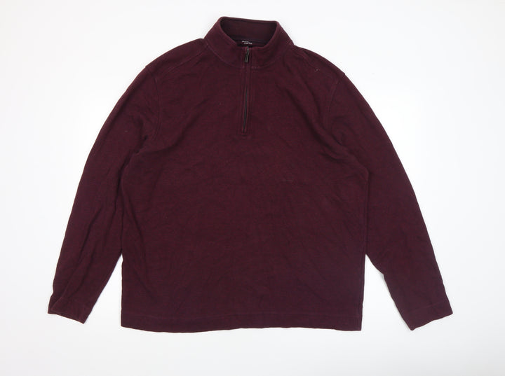 Van Heusen Men's Red XL Classic Fit 1/4 Zip Sweatshirt