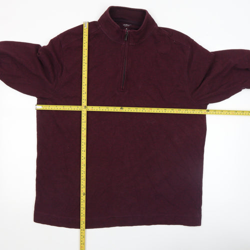 Van Heusen Men's Red XL Classic Fit 1/4 Zip Sweatshirt