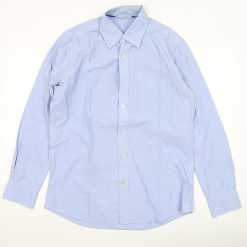 Boden Men's Blue Cotton Long Sleeve Button-Up Shirt M
