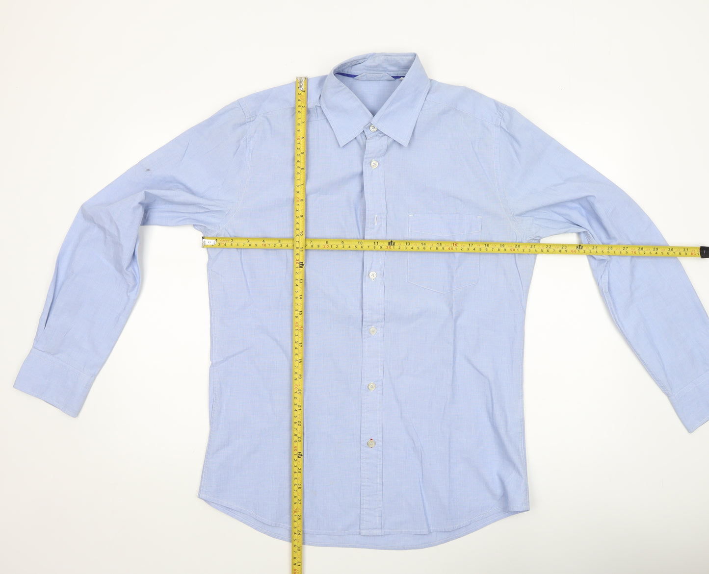Boden Men's Blue Cotton Long Sleeve Button-Up Shirt M