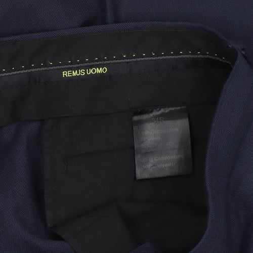 Remus Uomo Men's Navy Blue 34R Wool Blend Dress Pants