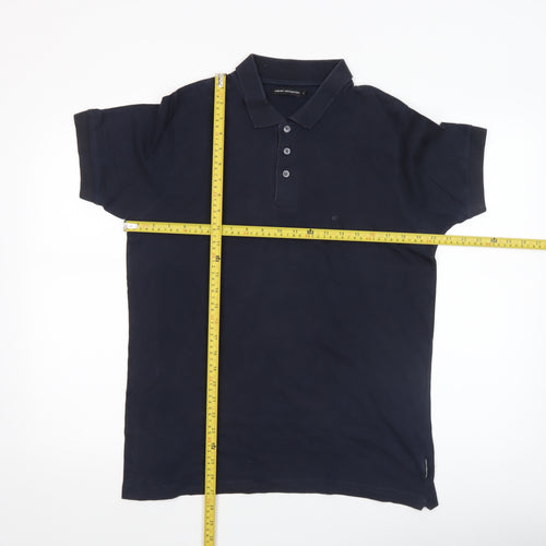 French Connection Men's Blue Cotton Polo Shirt Size L Short Sleeve