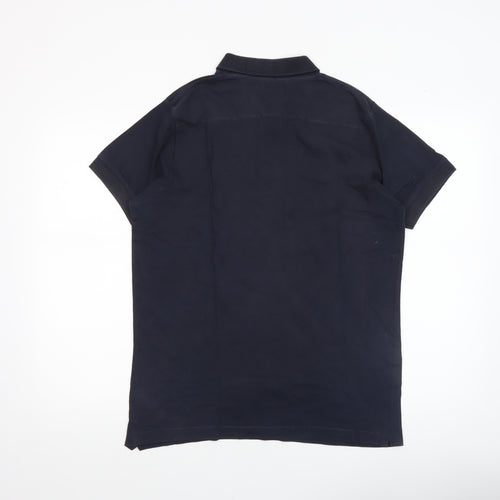 French Connection Men's Blue Cotton Polo Shirt Size L Short Sleeve