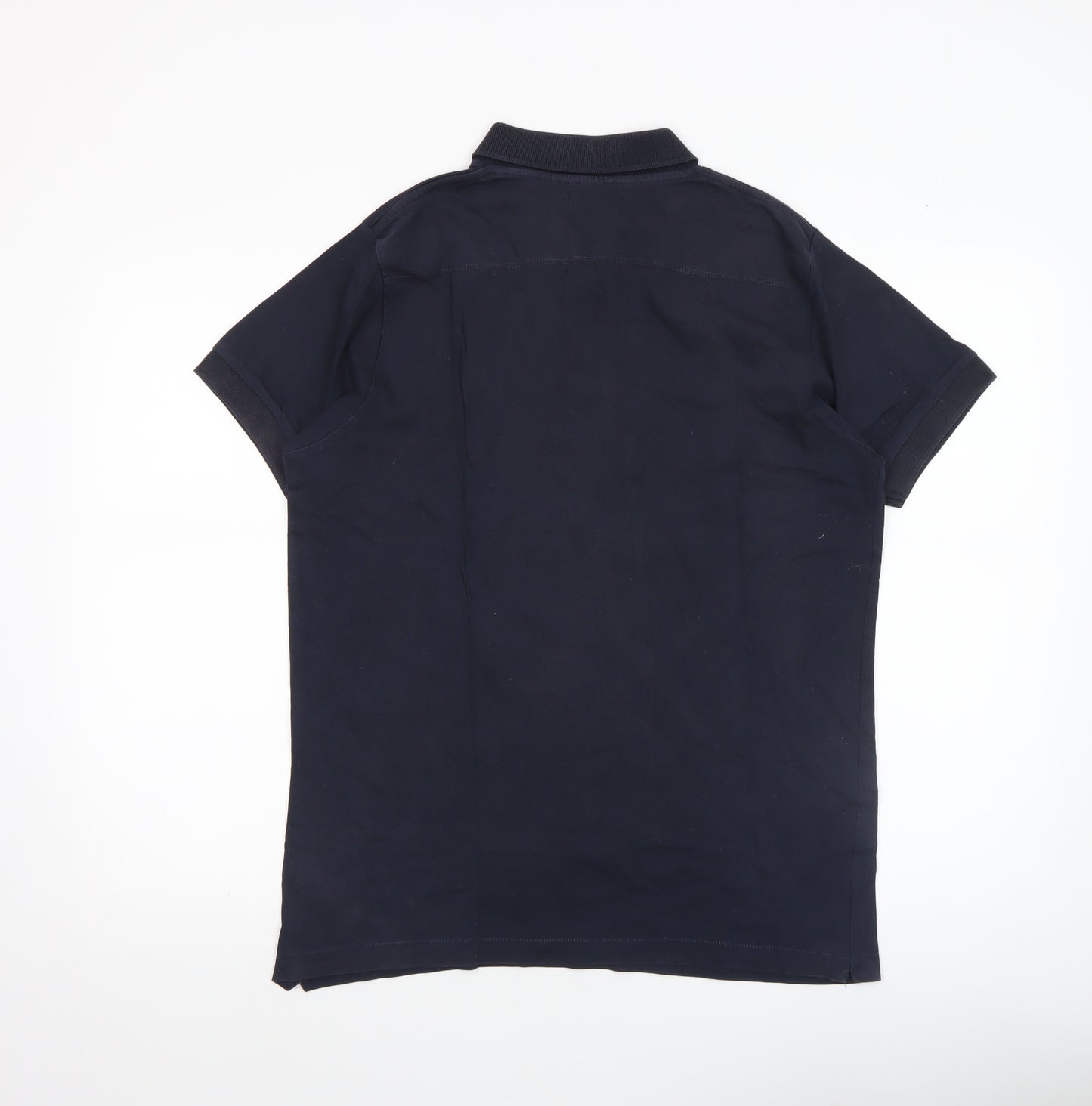 French Connection Men's Blue Cotton Polo Shirt Size L Short Sleeve