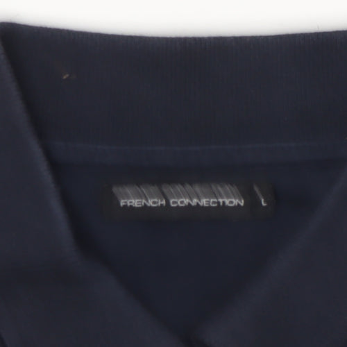 French Connection Men's Blue Cotton Polo Shirt Size L Short Sleeve