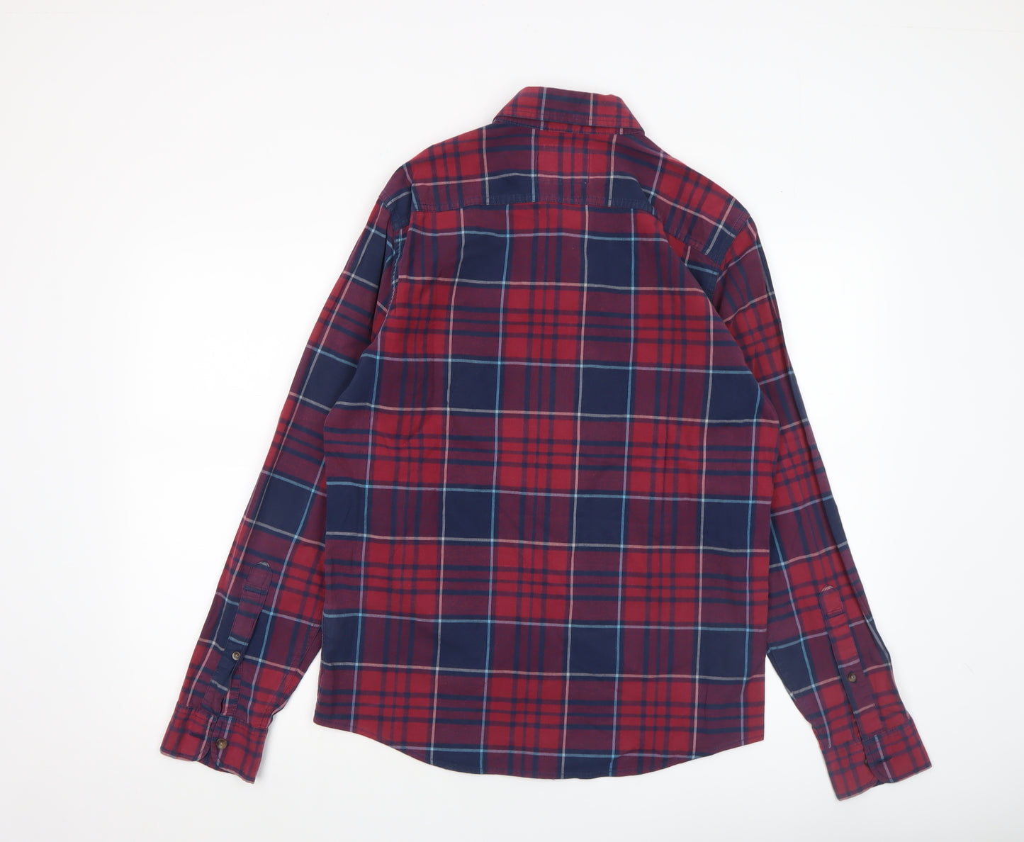 Hollister Men Red Plaid Slim Fit Long Sleeve Button-Up Shirt M