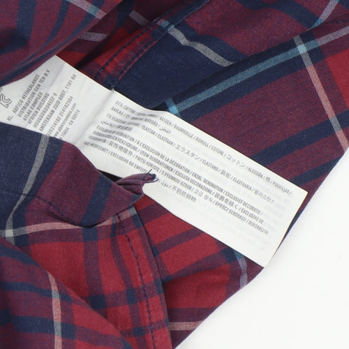 Hollister Men Red Plaid Slim Fit Long Sleeve Button-Up Shirt M
