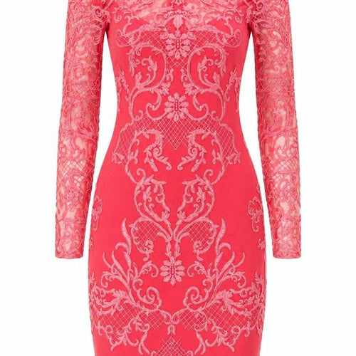 Next Women’s Pink Lace Bodycon Dress Size 8 Long Sleeve Partywear