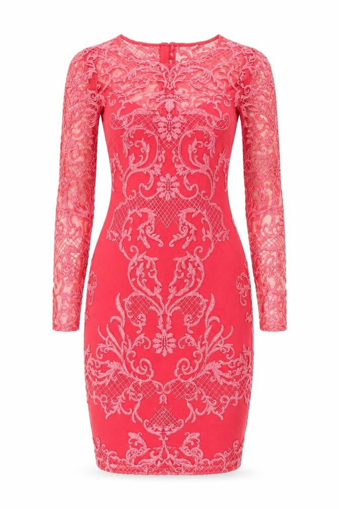 Next Women’s Pink Lace Bodycon Dress Size 8 Long Sleeve Partywear