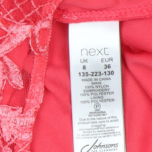 Next Women’s Pink Lace Bodycon Dress Size 8 Long Sleeve Partywear