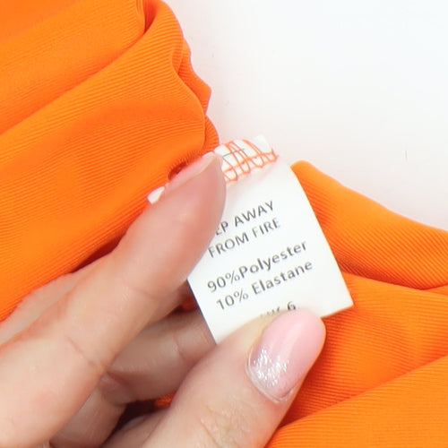 Saint Genies Women Orange Bodycon Ruched Mini Dress Size 6