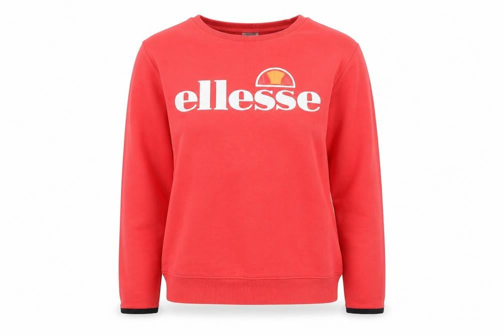 Front view of Ellesse Women Red Crew Neck Pullover Sweatshirt UK 6 Cotton Blend