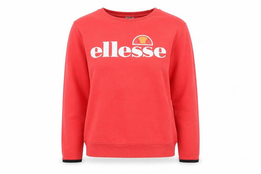 Front view of Ellesse Women Red Crew Neck Pullover Sweatshirt UK 6 Cotton Blend