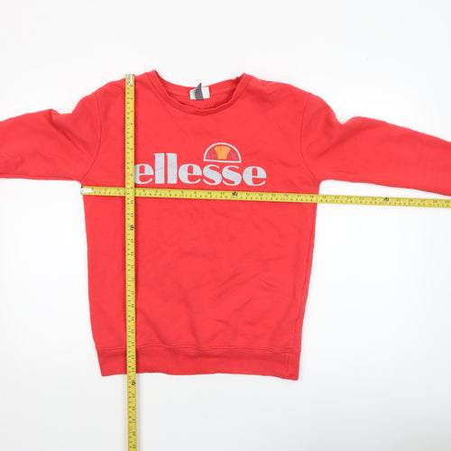 Ellesse Women Red Crew Neck Pullover Sweatshirt UK 6 Cotton Blend