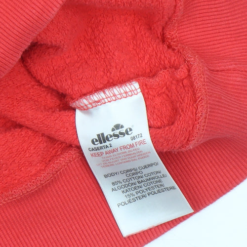Ellesse Women Red Crew Neck Pullover Sweatshirt UK 6 Cotton Blend