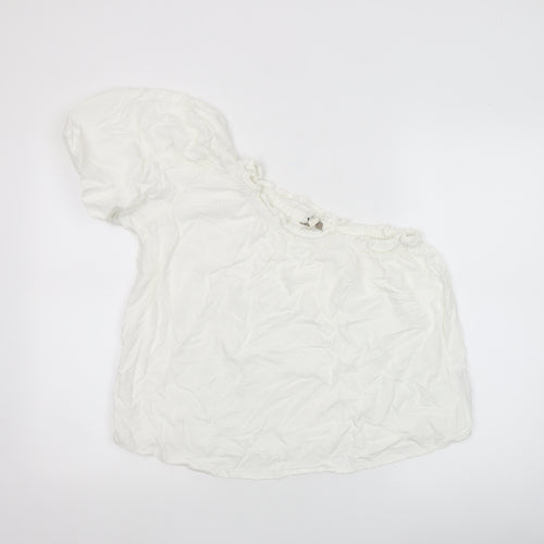 River Island Women’s White Puff Sleeve Cotton Blouse UK 10