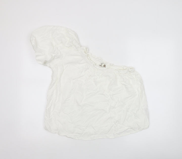 River Island Women’s White Puff Sleeve Cotton Blouse UK 10