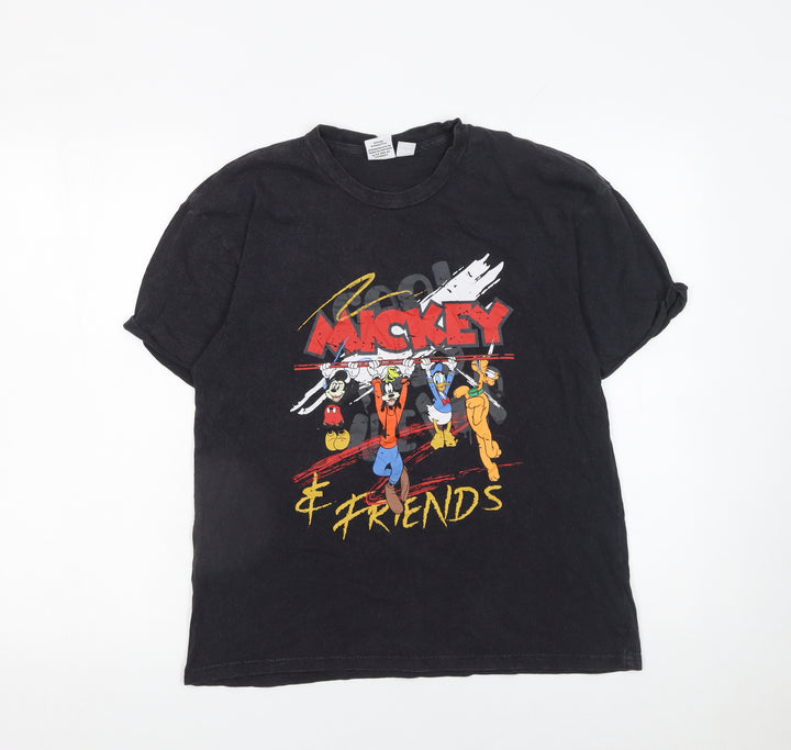 Disney Women’s Black Mickey & Friends Graphic Cotton T-Shirt XS