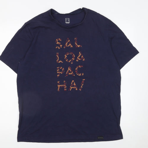 Decathlon Men's Navy Blue Graphic Print Cotton T-Shirt XL