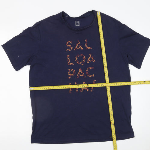 Decathlon Men's Navy Blue Graphic Print Cotton T-Shirt XL