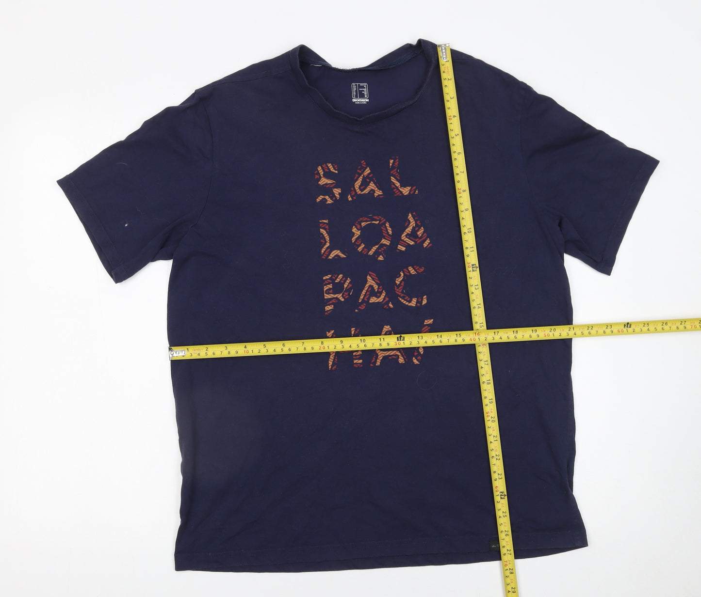 Decathlon Men's Navy Blue Graphic Print Cotton T-Shirt XL