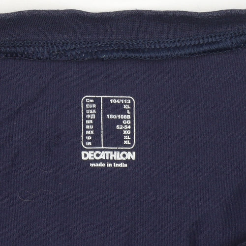 Decathlon Men's Navy Blue Graphic Print Cotton T-Shirt XL