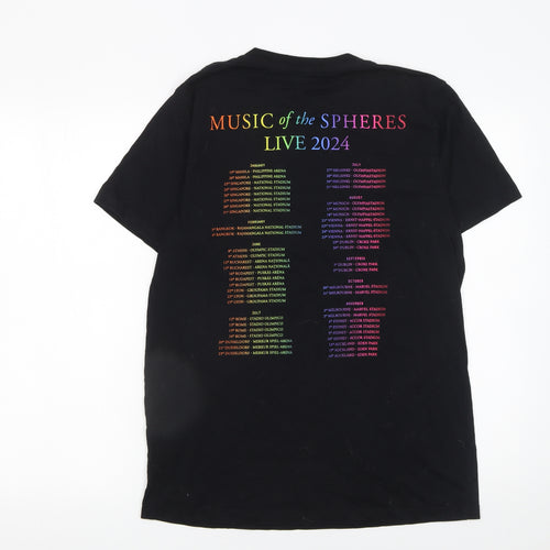 Coldplay Men's Black Music of the Spheres Tour 2024 Graphic T-Shirt M