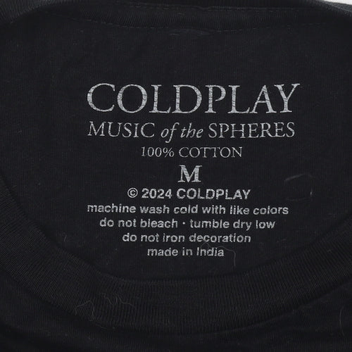 Coldplay Men's Black Music of the Spheres Tour 2024 Graphic T-Shirt M