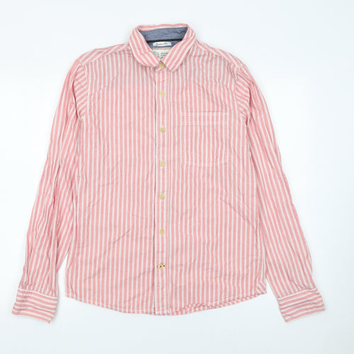 Fat Face Men Red Striped Cotton Long Sleeve Button-Up Shirt S